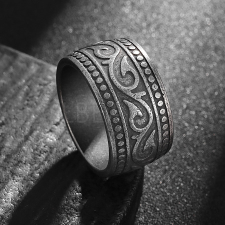 Vintage Totem 304 Stainless Steel Wide Finger Rings for Men FS-WG9BFEA-09-1