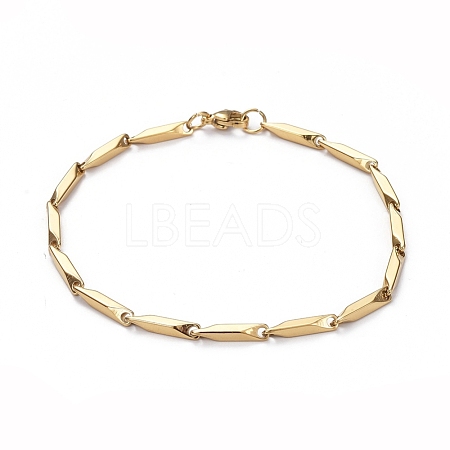 Ion Plating(IP) Unisex 201 Stainless Steel Bar Link Chain Bracelets BJEW-L637-35B-G-1