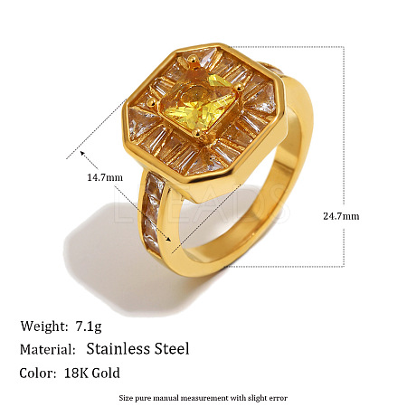 304 Stainless Steel Pave Cubic Zirconia Finger Rings WGF9467-01-1
