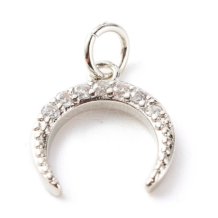 Brass Micro Pave Clear Cubic Zirconia Pendants ZIRC-P094-24P-RS-1