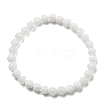 Natural White Jade Round Beaded Stretch Bracelets BJEW-F202-06-01-1