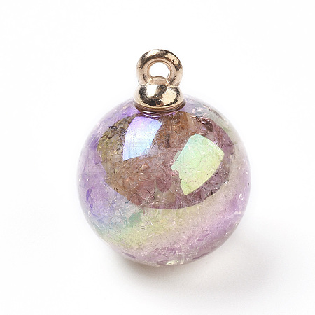 Transparent Crackle Acrylic Pendants OACR-WH0003-07G-1