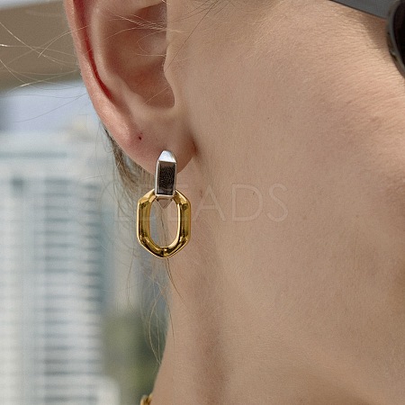 304 Stainless Steel Hoop Dangle Earrings for Women SA-CBAABBA-16GP-1