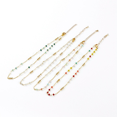 Faceted Glass Beaded Necklaces NJEW-JN03278-1
