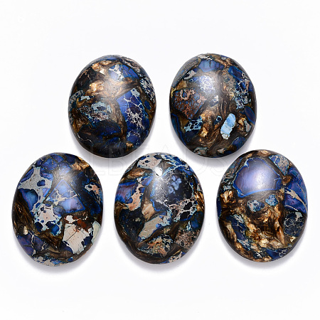 Assembled Synthetic Imperial Jasper and Bronzite  Cabochons G-R457-01B-1