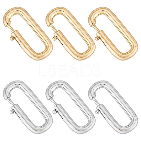 6Pcs 2 Colors Brass Clasps KK-WR0001-79-1