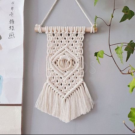 Cotton Cord Macrame Woven Wall Hanging HJEW-C010-12-1