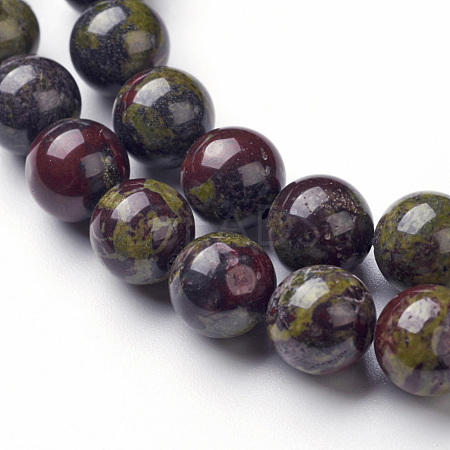 Natural Dragon Blood Jasper Bead Strands G-P214-05-10mm-1