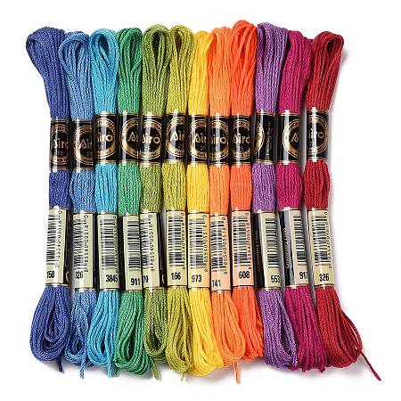 12 Skeins 12 Colors 6-Ply Polyester Embroidery Floss OCOR-M009-01B-01-1