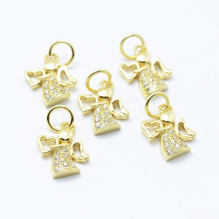 Brass Micro Pave Cubic Zirconia Charms KK-P133-03G-NR-1