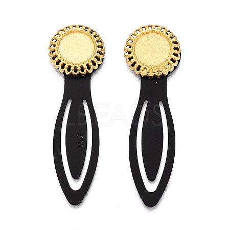 Alloy & Iron Bookmark Cabochon Settings PALLOY-N184-01G-1
