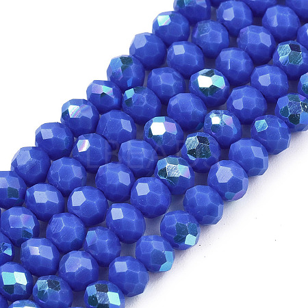 Electroplate Opaque Solid Color Glass Beads Strands LS-EGLA-A044-P6mm-L32-1