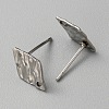 304 Stainless Steel Textured Geometry Stud Earring Findings with Hole STAS-WH0027-54L-2