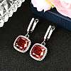 925 Sterling Silver Pave Cubic Zirconia Square Hoop Earrings EJEW-C150-01A-01-1