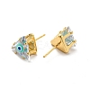 Glass Triangle with Enamel Evil Eye Stud Earrings EJEW-P210-01G-03-2