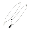 2Pcs 2 Style Natural Black Obsidian & White Jade Bullet Pendant Necklaces Set NJEW-TA00095-02-1