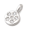Brass Micro Pave Clear Cubic Zirconia Flat Round with Star Charms KK-A277-32P-2