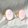 Oval Dyed Natural Shell Rings KK-P305-12G-2