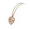304 Stainless Steel Pave Cubic Zirconia with Enamel Leaf Pendant Necklaces FS-WGB4824-03-2
