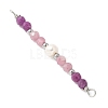 Faceted Round Natural Ruby & Pink Tourmaline & Potato Natural Cultured Freshwater Pearl Beaded Connector Charms PALLOY-JF03532-09-2