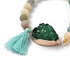 Round Natural Flower Amazonite Stretch Charm Bracelets BJEW-H536-05A-2