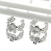 304 Stainless Steel Flower Cuff Earrings for Women EJEW-A118-03P-2