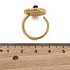 Flower Pattern Brass Enamel & Natural Freshwater Pearl Open Cuff Rings for Women RJEW-G342-01G-02-5