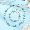 Starfish & Turtle Synthetic Turquoise Beaded Necklace & Bracelet Sets SJEW-JS01385-02-1
