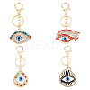 4Pcs 4 Styles Alloy Rhinestone Keychain KEYC-DC0001-21-1