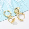 Shell Shape Brass Micro Pave Cubic Zirconia Hoop Earrings EJEW-M077-05G-5