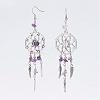 Natural Mixed Stone Dangle Earrings EJEW-JE02357-2