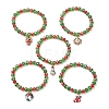 Christmas Theme Glass Beads Stretch Bracelets BJEW-JB11258-2