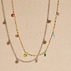 304 Stainless Steel with Flat Round Rhinestone Tassel Anklets FS-WG612B1-02-3