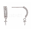 Anti-Tarnish Rhodium Plated 925 Sterling Silver Micro Pave Cubic Zirconia Stud Earring Findings STER-P035-41P-2