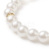 Acrylic Pearl Round Beaded Stretch Bracelet with Alloy Rhinestone Heart Charms for Women BJEW-JB09232-5