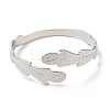 Non-Tarnish 304 Stainless Steel Feather Cuff Bangles BJEW-L682-025P-1