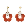 8 Pair 8 Color Alloy Enamel with Acrylic Imitation Gemstone Flower Dangle Stud Earrings EJEW-JE05237-3