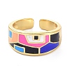 Enamel Geometric Pattern Wide Band Ring for Teen Girl Women KK-C224-06G-2