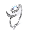 Brass Micro Pave Clear Cubic Zirconia Open Cuff Rings for Women RJEW-S402-03P-2