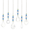 AHADERMAKER 6Pcs 6 Style Transparent Glass Pendant Decorations HJEW-GA0001-43-1