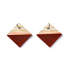 Opaque Resin & Wood Stud Earrings EJEW-N017-005A-B03-4