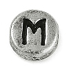 925 Sterling Silver Flat Round with Letter Beads STER-G044-01AS-M-1