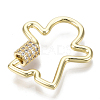 Brass Micro Pave Clear Cubic Zirconia Screw Carabiner Lock Charms ZIRC-T013-06G-NF-2