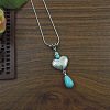 Exotic Ethnic Style Miao Silver & Synthetic Turquoise Pendant Necklaces NL3465-1-1