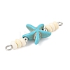 10Pcs 2 Colors Dyed Synthetic Turquoise Starfish Rondelle Beaded Connector Charms PALLOY-JF04014-6
