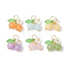6Pcs 6 Colors Natural Malaysia Jade & White Jade & Topaz Jade & Green Jade & Yellow Jade Pendants PALLOY-JF03252-1