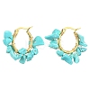 Synthetic Turquoise Chips Braided Hoop Earrings EJEW-JE04940-25-1