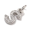 Initial Letter Brass with Cubic Zirconia Charms KK-Q814-26S-P-2