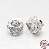 Anti-Tarnish Rhodium Plated 925 Sterling Silver Cubic Zirconia European Beads STER-O024-01-3