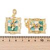 Brass Random Color Glass Pendants KK-Q030-05B-G-4
